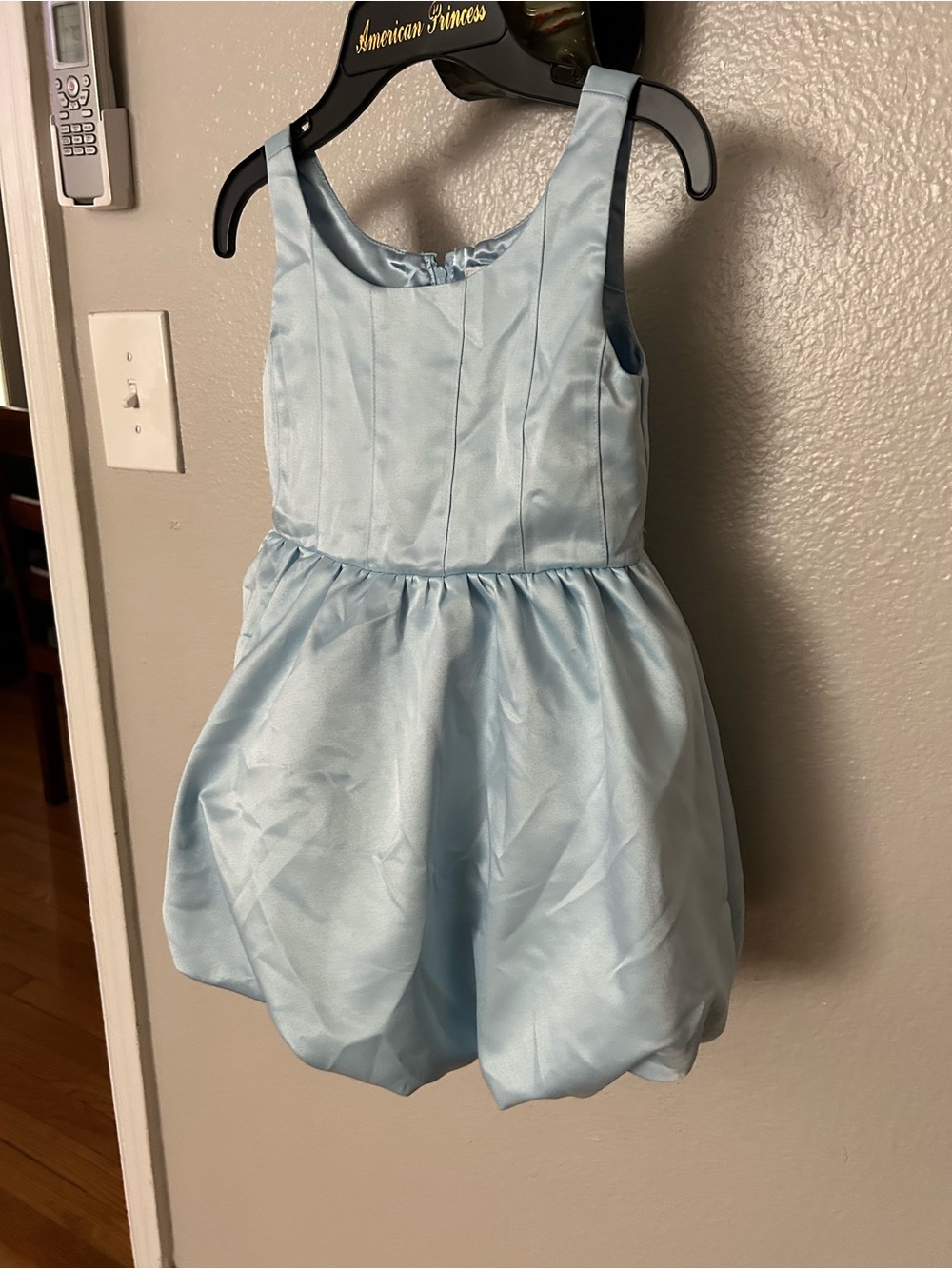 Place Light Blue Satin Bubble Dress for Girls